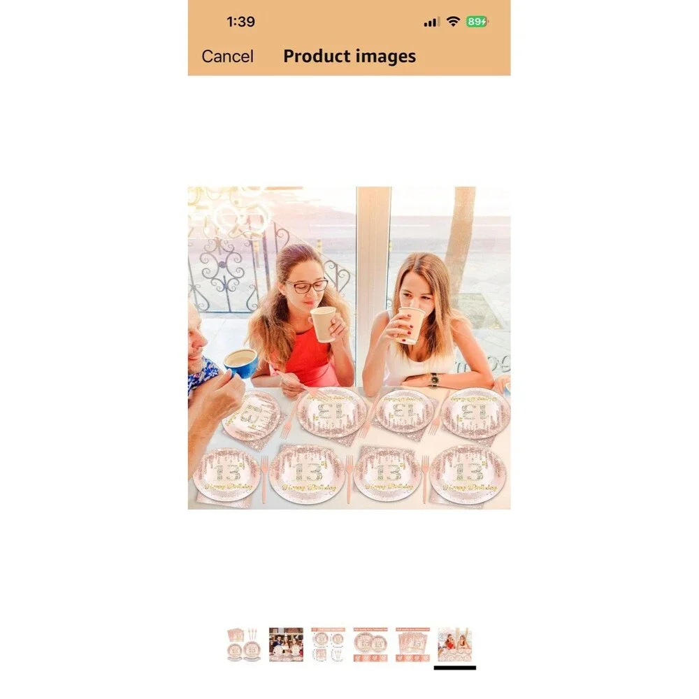 96 Pcs Rose Gold 13th Birthday Party Plates and Napkins for Girls Rose Gold